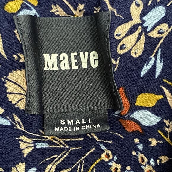 Maeve Anthropologie Floral Blouse Tie Neck Sz Small High Low Multicolor - Read - Picture 4 of 10